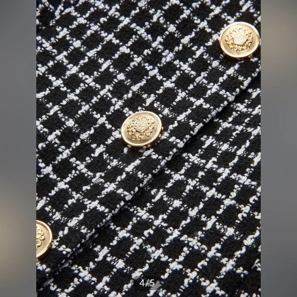 Commense plaid metal button a-line mini dress - Picture 6 of 9